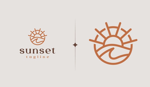 Sunset Wave Logo Template Universal creative premium symbol Vector illustration Creative Minimal design template Symbol for Corporate Business Identity