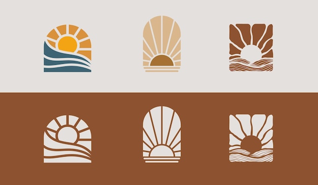 Sunset wave Logo Template Universal creative premium symbol Vector illustration