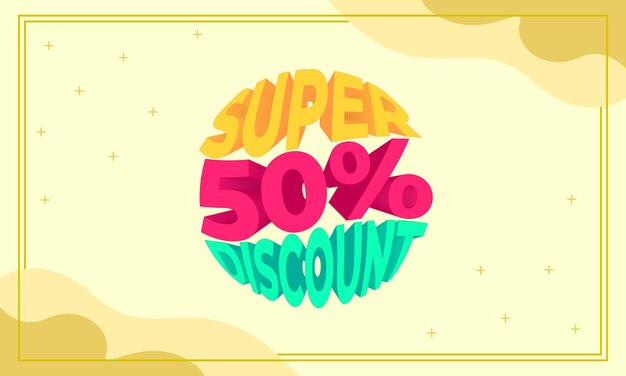 Super 50 percent discount background template copy space for product related discount or poster