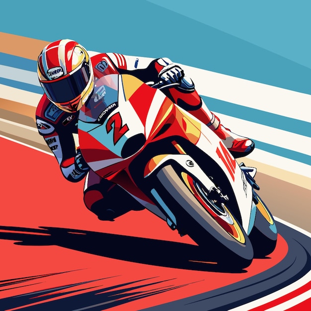 Vector a super bike rider almost touching the curb on a transparent background vector illustration flat 2