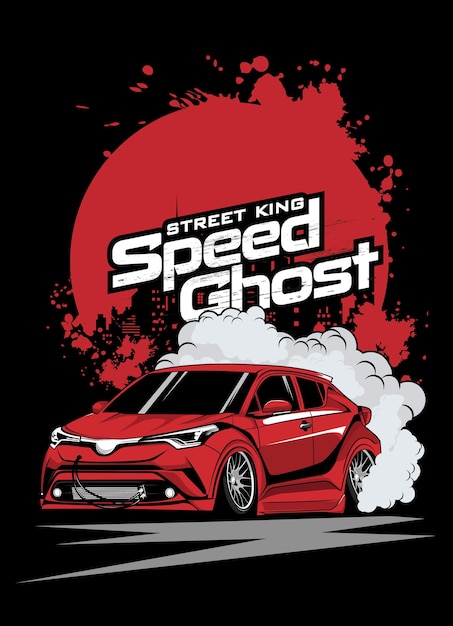 Super car drift extreme competition tshirt design illustration