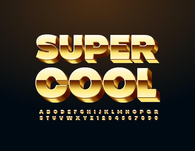  Super Cool Golden Font 3D elite Alphabet Luxury shiny Letters and Numbers set