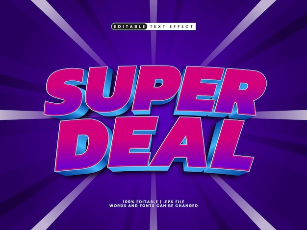 Vector super deal editable text effect in discount and sale text style