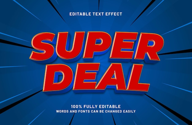 Vector super deal editable text effect in discount and sale text style