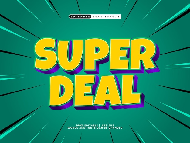 Vector super deal editable text effect in sale and discount text style