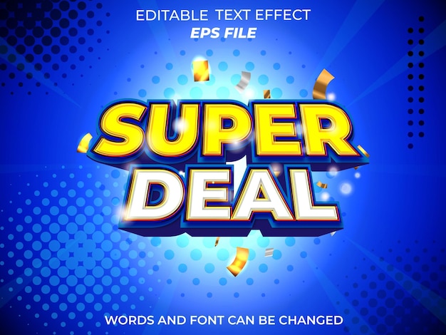 super deal text effect font editable typography 3d text vector template