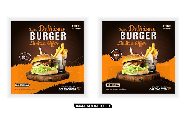 Super delicious burger ads banner social media banner