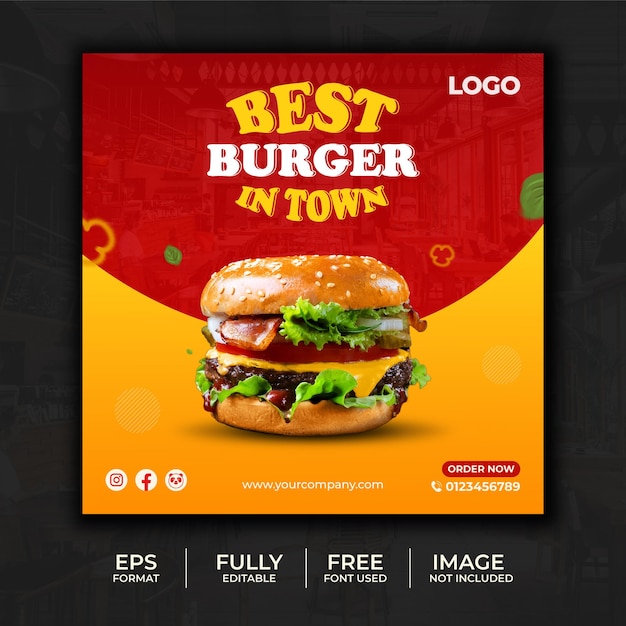 Super delicious burger food poster design template