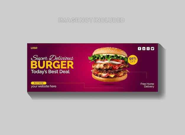 Super delicious burger and food sale facebook cover banner template