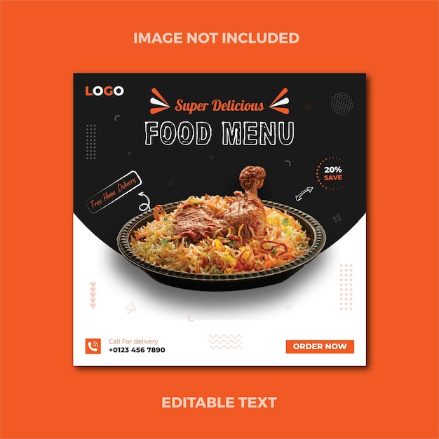 Super Delicious chicken and food menu and restaurant social media promotion and banner template