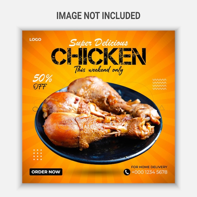 Super delicious chicken social media post design