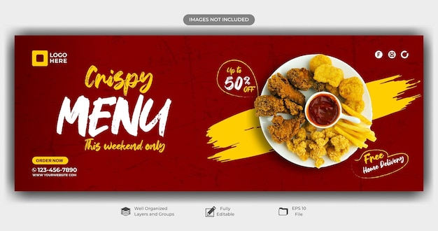 Vector super delicious fast food facebook cover banner template