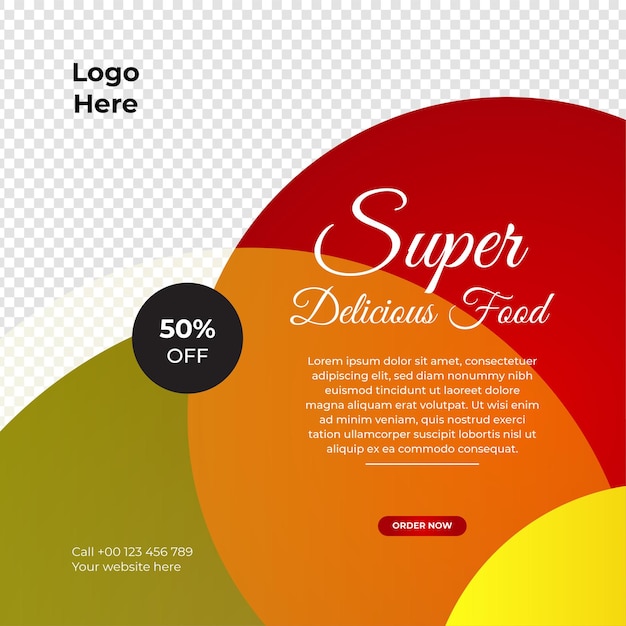 Super delicious fast food social media post template Healthy tasty food banner flyer or poster design for online business marketing promotion Restaurant offer menu design with brand logo