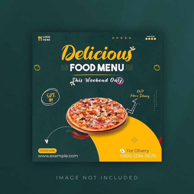 Super delicious food menu social media post template design