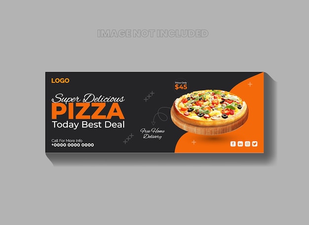 Super delicious and food pizza facebook cover banner template