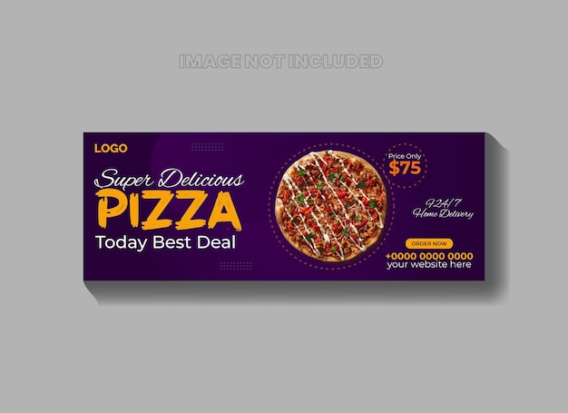 Super delicious and food pizza facebook cover banner template