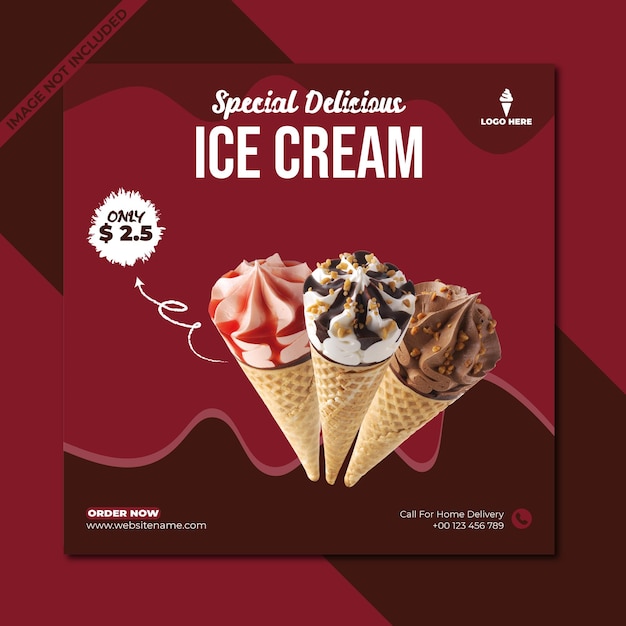 SUPER DELICIOUS ICE CREAM SOCIAL MEDIA POST TEMPLATE