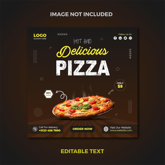 Super Delicious pizza and food menu and restaurant social media promotion and banner template