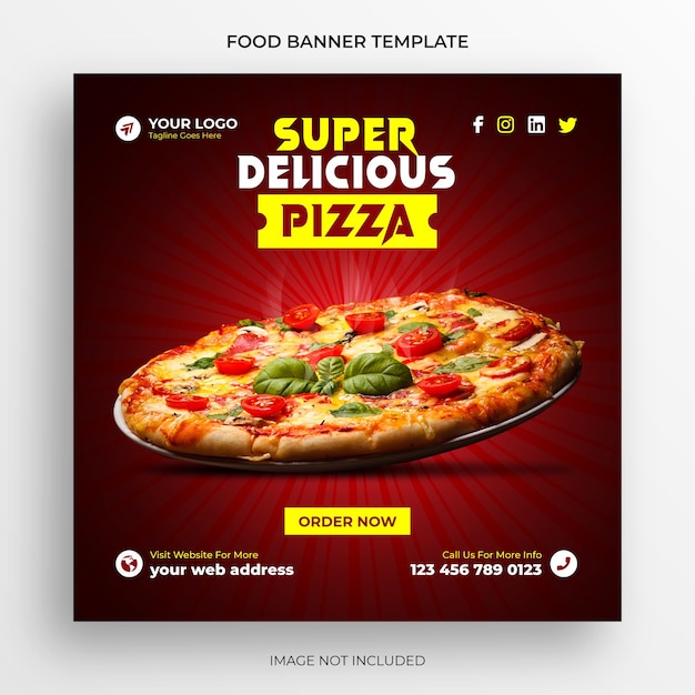 Super delicious pizza promotion social media Facebook banner and instagram post template design