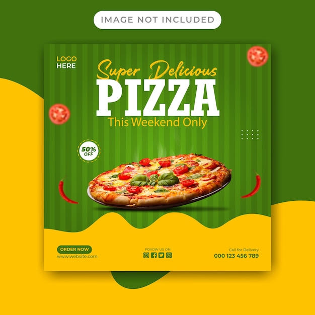 Super delicious pizza social media post template