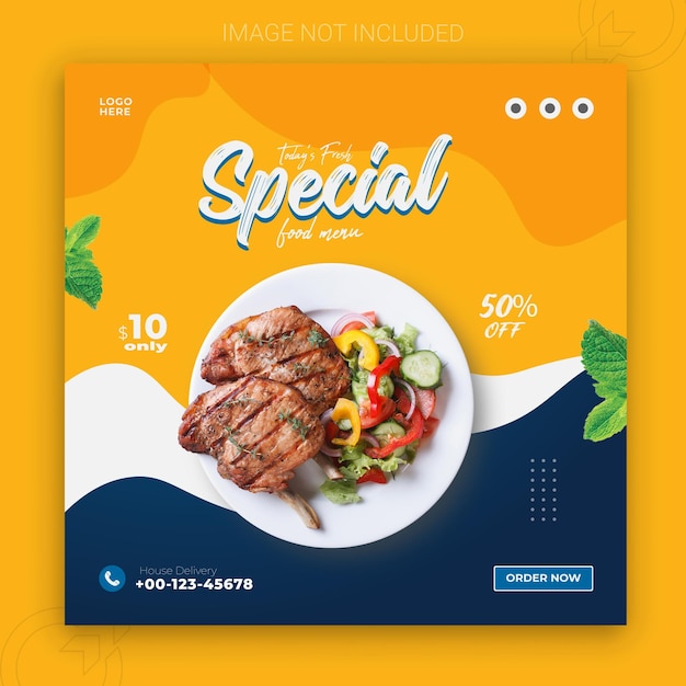 Super delicious restaurant social media food menu design template