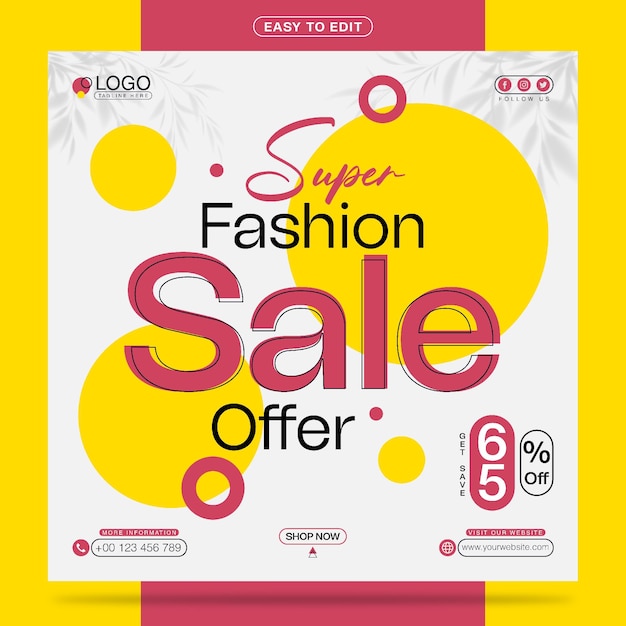 Super Fashion Sale Offer Social Media Post Template Design