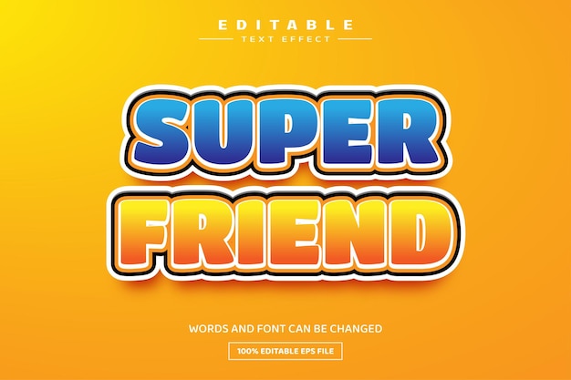 Super friend 3D editable text effect template