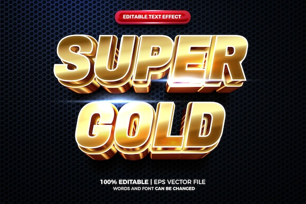 Super gold team cartoon movies Bold 3D Editable text Effect Style