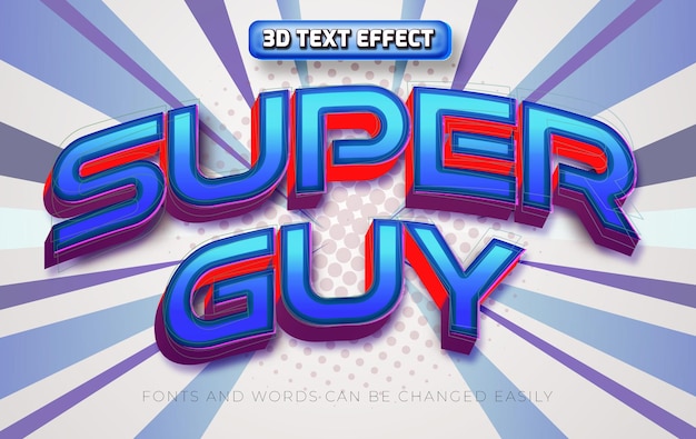 Super guy comic style 3d editable text effect