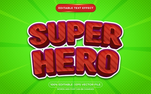 Super hero 3d editable text effect cartoon style