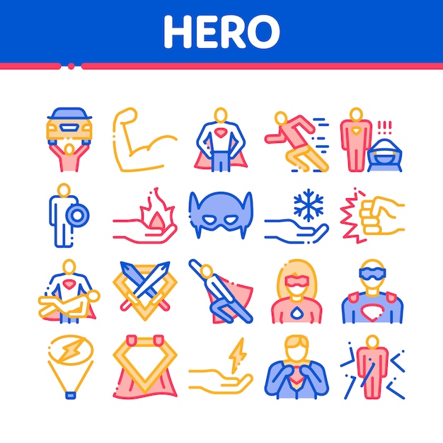 Super Hero Collection Elements Icons Set