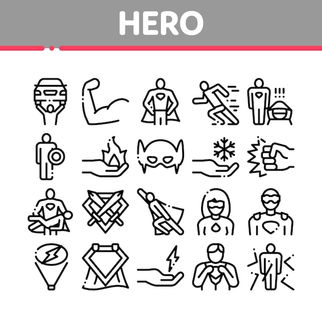 Super Hero Collection Elements Icons Set