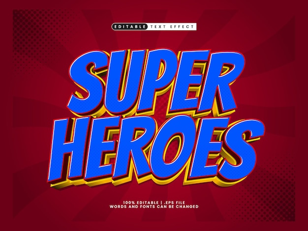 Vector super heroes editable text effect with comic and superhero style