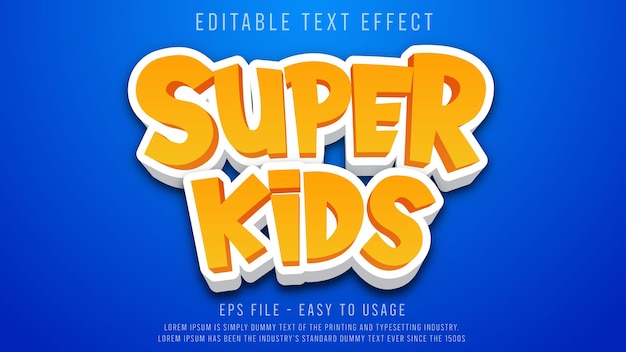 Super kids 3d editable text effect template