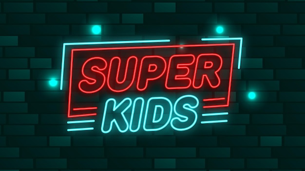 Super kids editable alphabet neon sign lettering