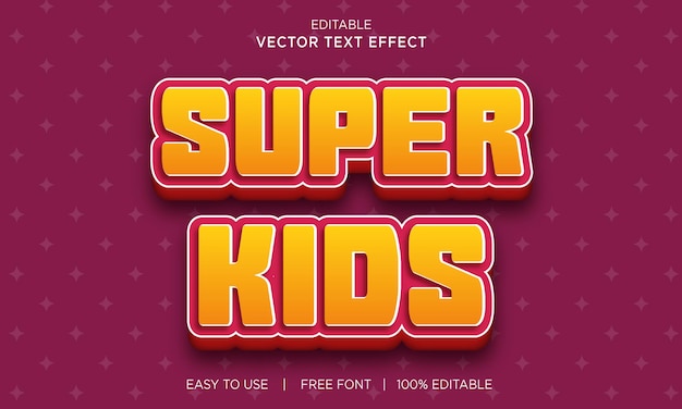 Super kids editable text effect design with premium vector