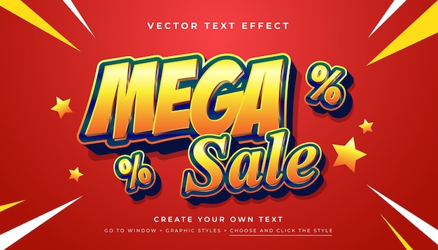 Super Mega Sale 3D editable text effect suitable for promotion and discount