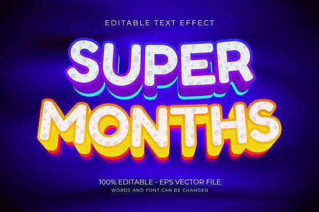 Super Months Editable text effect Premium Vector