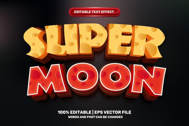 Super moon comic cartoon Bold 3D Editable text Effect Style