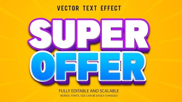 Super Offer Editable Text Effect Vector Template With Cute Background 3d Style