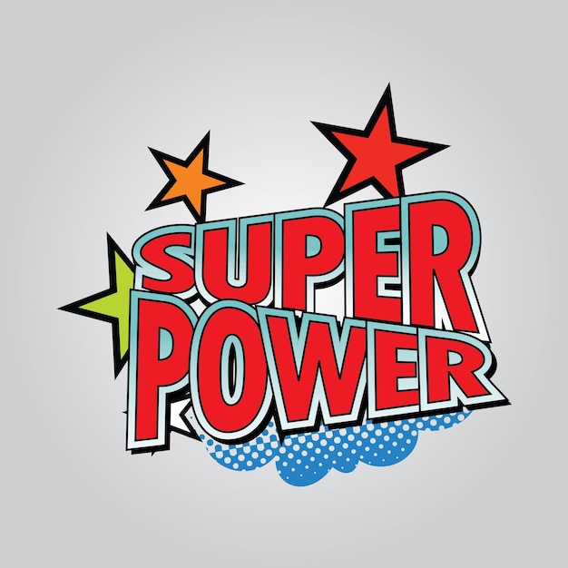 Super Power Sticker, 3D text symbol, vector sticekr.