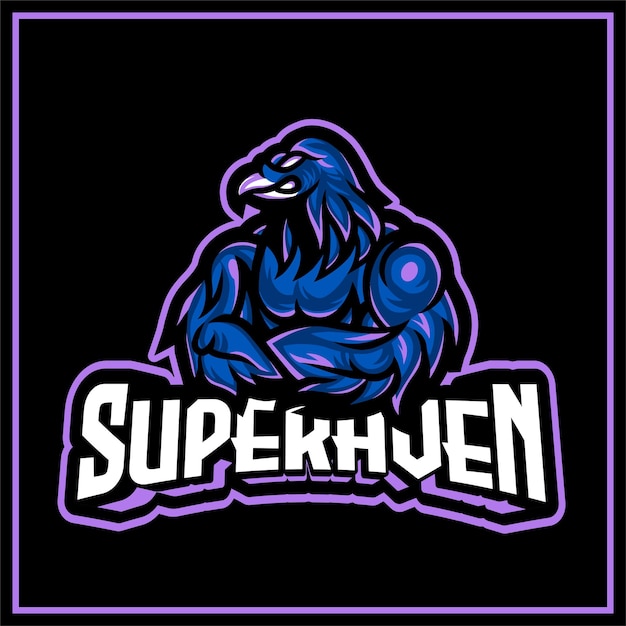 Super Raven or Crow E Sport Logo Mascot