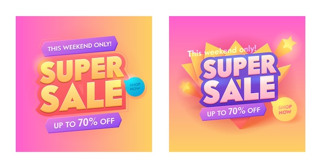 Super Sale 3d Golden Typography Banner. Special Promotion Trendy Gradient Color