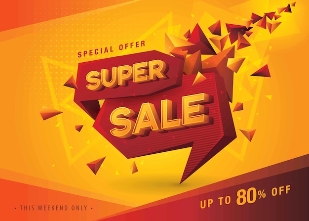 Super Sale Banner Template design special offer discount Abstract Triangle Shopping poster