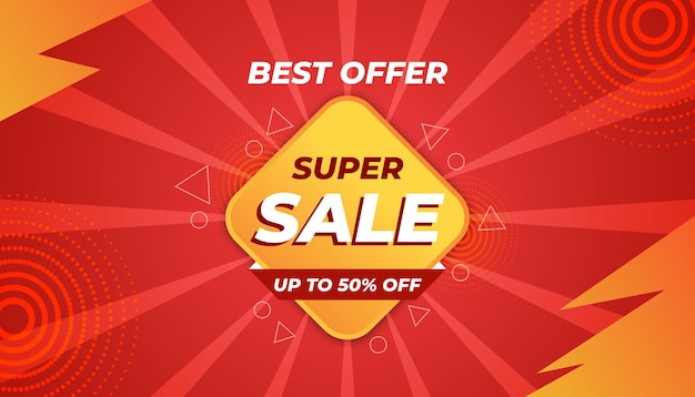 Super Sale Banner Template Design With Red Comic Background Big Special Sale Up to 50 OFF