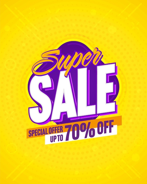 Super sale banner with special offer up to 70 percent off