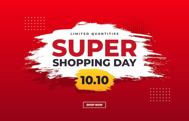 super sale banner with white and yellow brush for 1010 shopping day