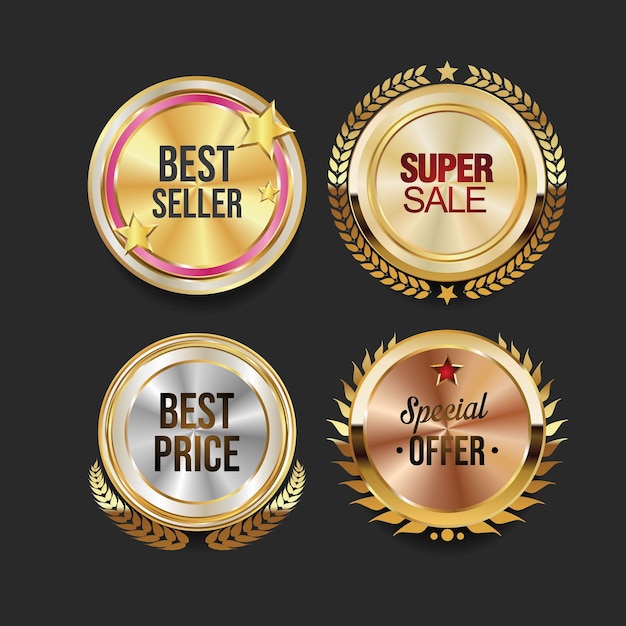 Super sale collection of golden retro vintage badges