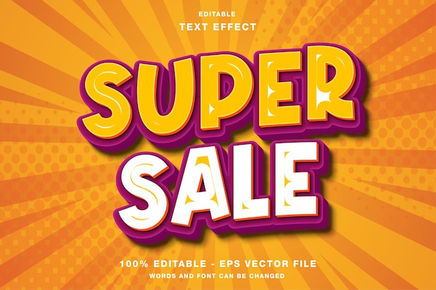 Super Sale Comic Style 3D Editable Text Effect