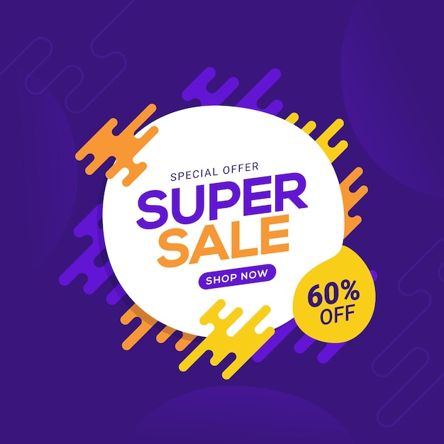 Super sale and discount promotion banner template vector illustration